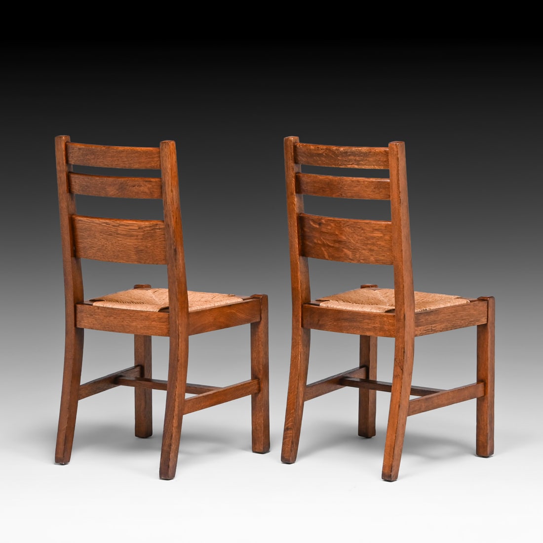 Pair Grand Rapids Ladderback Side Chairs c1910 - 3