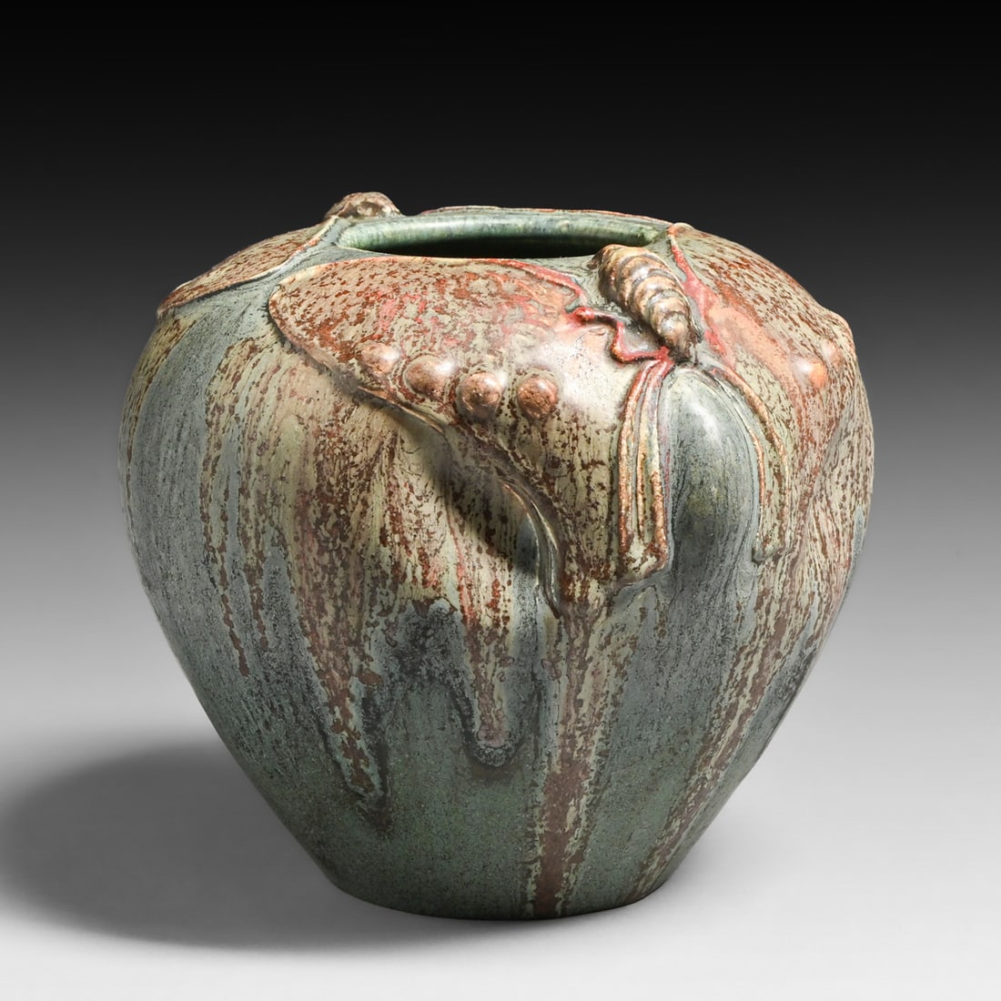 Ephraim Pottery Laura Klein SIlk Moth Vase c2000s: Ephraim Pottery Laura Klein SIlk Moth Vase c2000s. Signed. Perfect condition. 6.75"h x 6.25"d FREE NATIONWIDE SHIPPING Free Nationwide Shipping within the lower 48 states for all purchases at our Two-