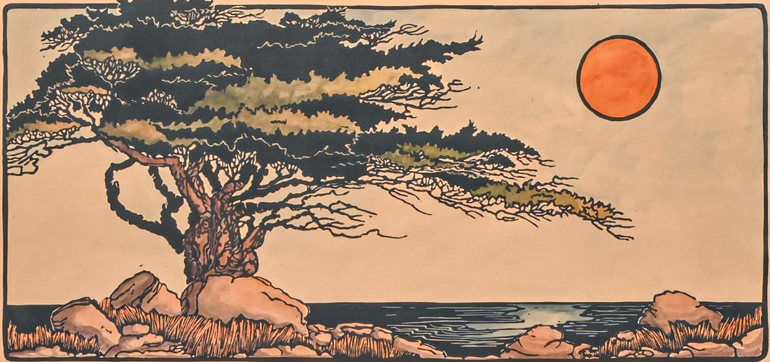 Kathleen West Color Woodcut "California Scape" c1990s (1 of 7)