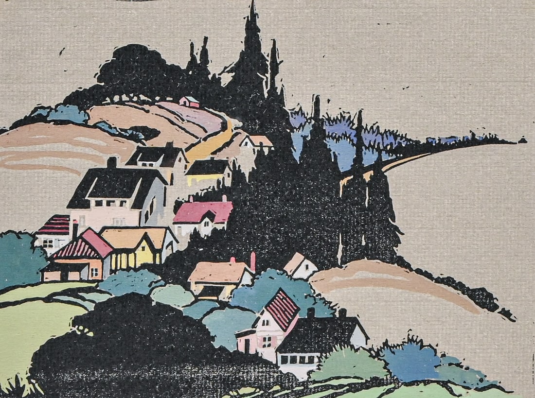 Carol Caskey Weston (1894-1975) Color Woodcut "On the Bay" c1920s: Carol Caskey Weston (1894-1975) Color Woodcut "On the Bay" c1920s. Signed. Excellent condition. 6.25"h x 8"w. Frame 12"h x 15"w FREE NATIONWIDE SHIPPING Free Nationwide Shipping within the lower 48 st