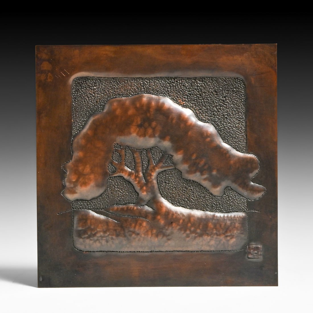 Contemporary Arts & Crafts Repousse Hammered Copper "Tree-of-Life" Panel c1990s: Contemporary Arts & Crafts Repousse Hammered Copper "Tree-of-Life" Panel c1990s. Signed "FR". Excellent original patina. 6.5" x 6.5" FREE NATIONWIDE SHIPPINGFree Nationwide Shipping within the