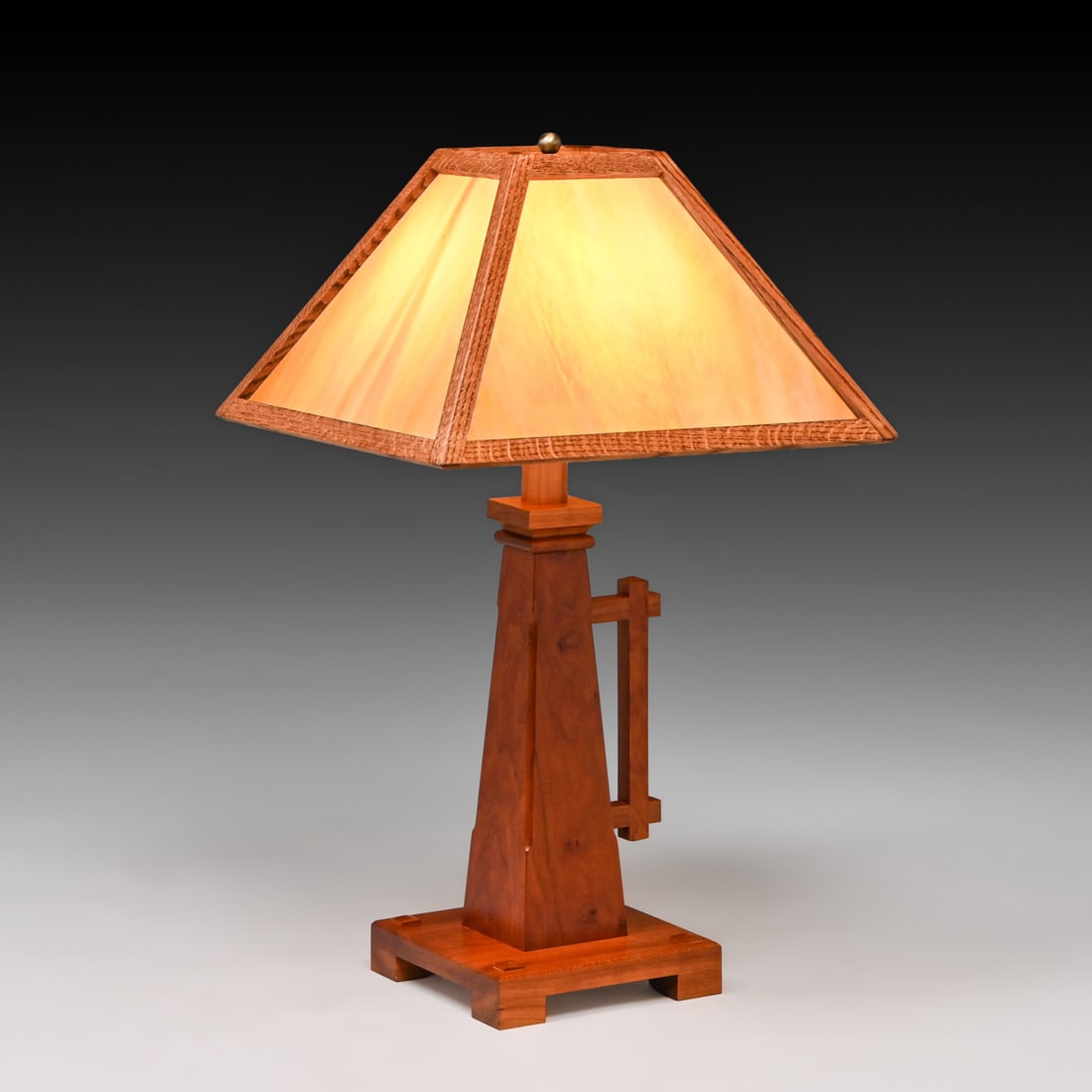 Cherry Tree Design - Bozeman, MT Craftsman Oak, Cherry & Slag Glass Lamp 2000 (1 of 10)