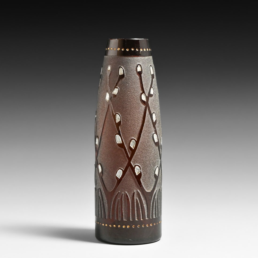 Contemporary Art Glass Secessionist Baluster Vase c1990s: Contemporary Art Glass Secessionist Baluster Vase c1990s. Unsigned. Several small micro chips mostly along the inside rim. 9"h x 3"d FREE NATIONWIDE SHIPPINGFree Nationwide Shipping within the