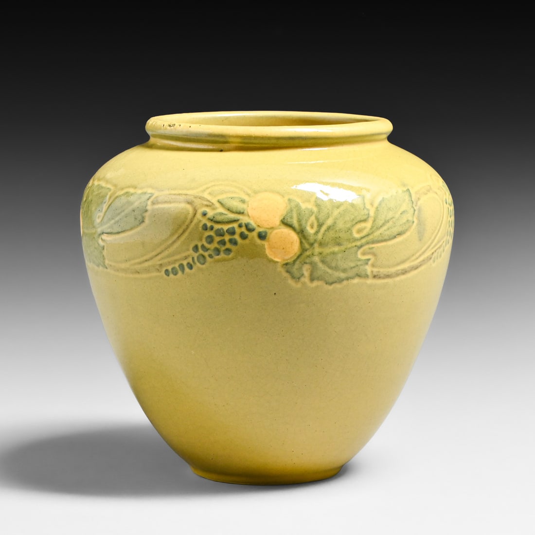 Roseville Pottery "Victorian Art" Chartreuse Glazed Vase 1924: Roseville Pottery "Victorian Art" Chartreuse Glazed Vase 1924. Signed. Glaze bubbles through section of rim, otherwise perfect condition. 6.25"h x 6.5"d FREE NATIONWIDE SHIPPINGFree Nationwide