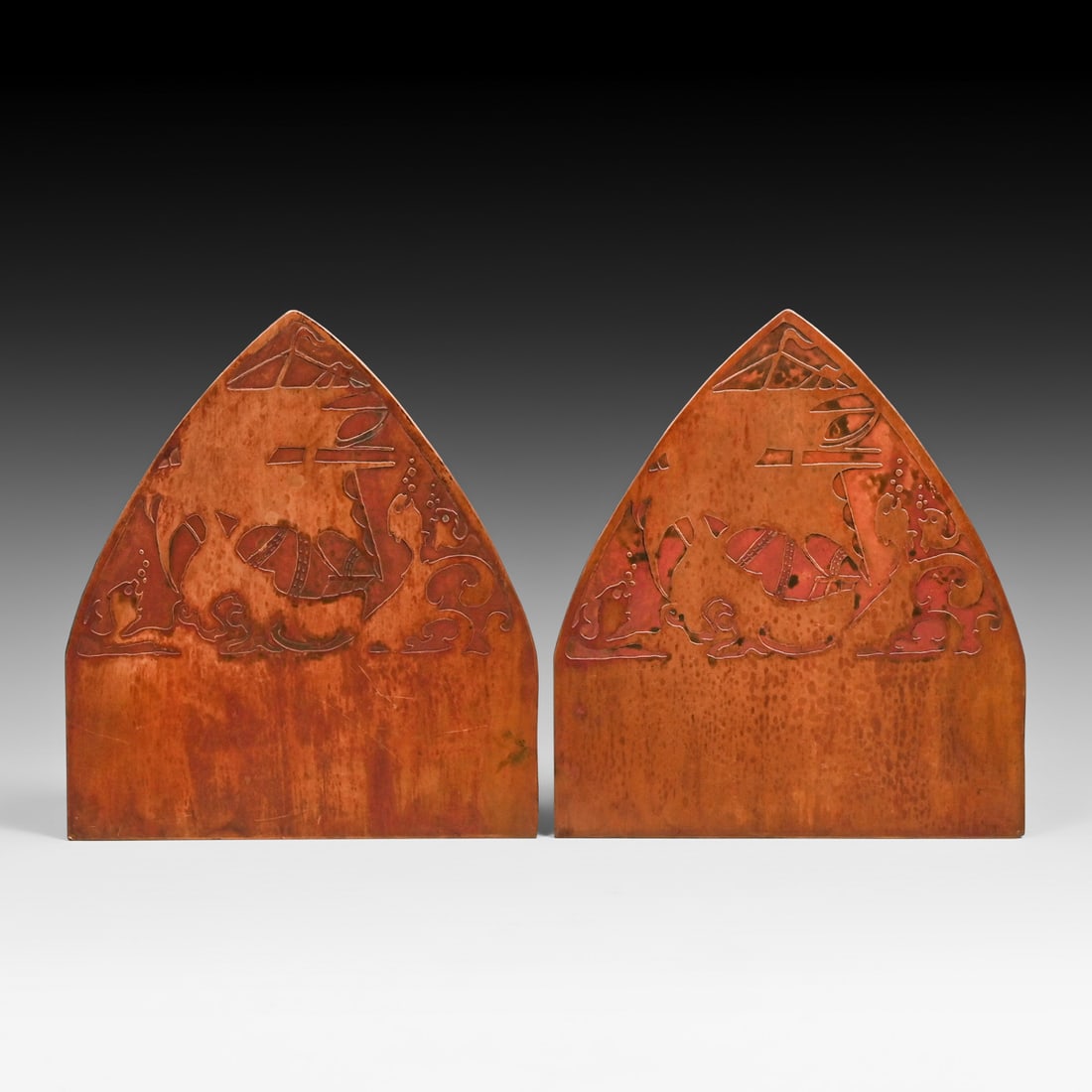 Pair Arts & Crafts Acid-Etched Galleon Ship Panels c1920s: Pair Arts & Crafts Acid-Etched Galleon Ship Panels c1920s. Unsigned. Excellent original patina. 9"h x 8"w FREE NATIONWIDE SHIPPINGFree Nationwide Shipping within the lower 48 states for all