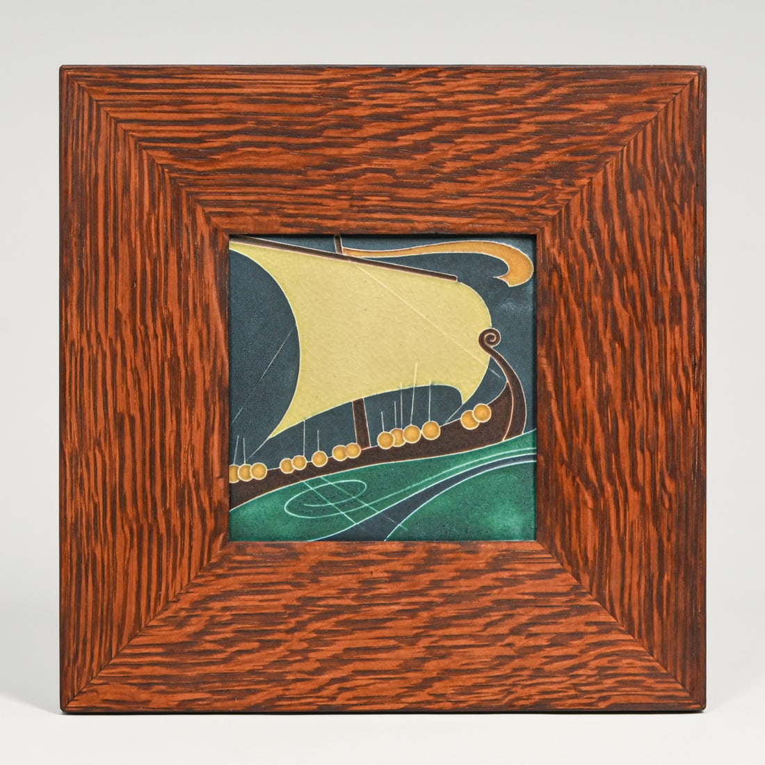 Motawi Tile - Ann Arbor, MI "Magic Ship" Tile c2000s: Motawi Tile - Ann Arbor, MI "Magic Ship" Tile c2000s. Signed. Perfect condition. Dard Hunter oak frame. Tile 6" x 6". Frame 11.5" x 11.5" FREE NATIONWIDE SHIPPINGFree Nationwide Shipping within
