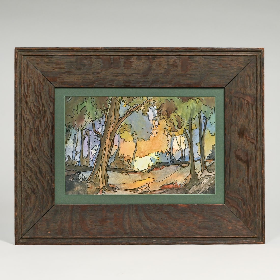 Contemporary Arts & Crafts Landscape Watercolor c2000 (1 of 3)