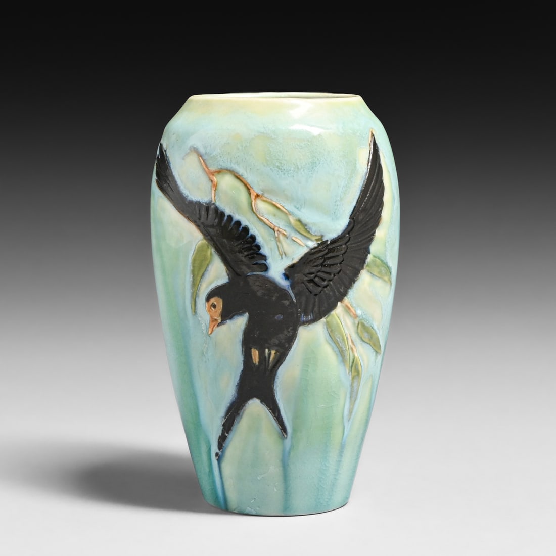 Door Pottery Scott Draves Arts & Crafts Swallow Motif Vase c2001-2005: Door Pottery Scott Draves Arts & Crafts Swallow Motif Vase c2001-2005. Signed. Perfect condition. 6"h x 3.75"d FREE NATIONWIDE SHIPPINGFree Nationwide Shipping within the lower 48 states for all