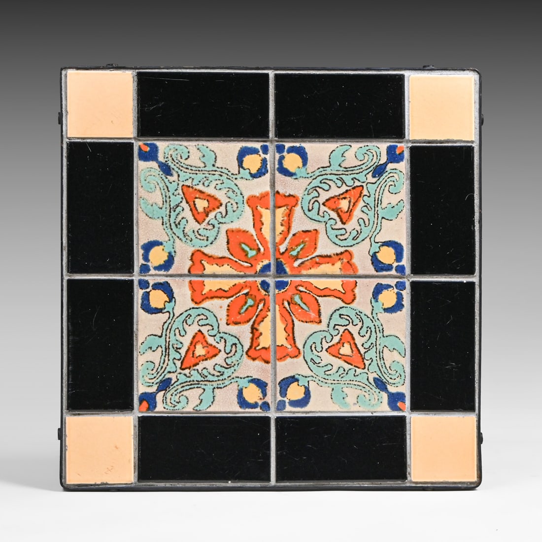 D&M Iron & Tile-Top Spanish Revival Side Table c1920s: D&M Iron & Tile-Top Spanish Revival Side Table c1920s. Unsigned. Excellent condition. 19.5" x 19.5" x 20.5"h FREE NATIONWIDE SHIPPINGFree Nationwide Shipping within the lower 48 states for all