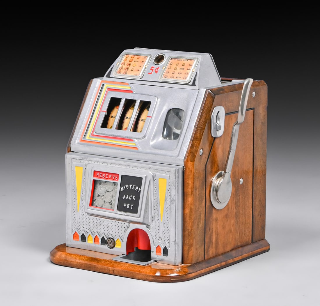 Antique 1934 King Equipment "King" 5¢ Twin Jackpot Slot Machine (1 of 6)