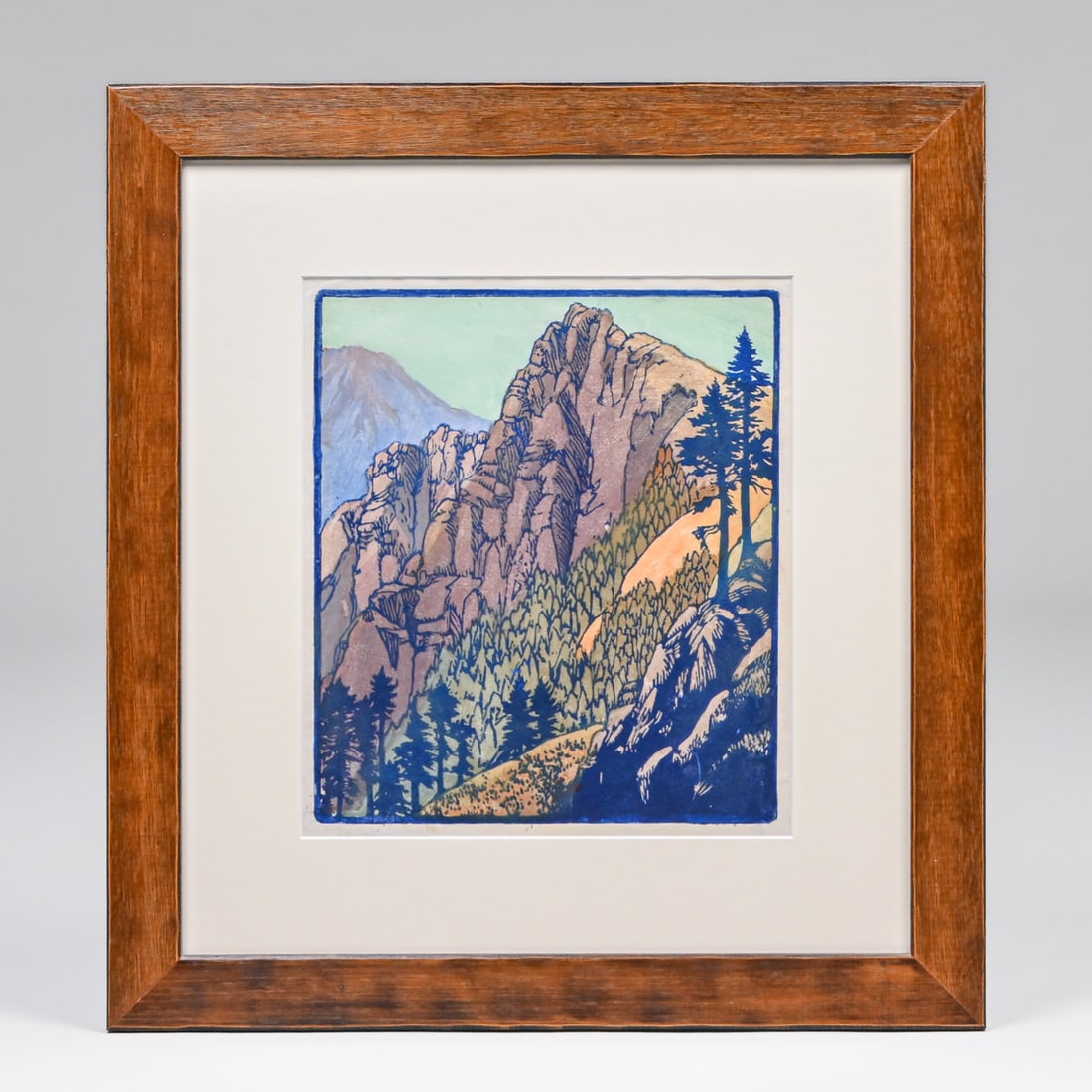 Frances Gearhart (1869-1959) Color Woodcut: Sierra Mountain c1920s (1 of 4)