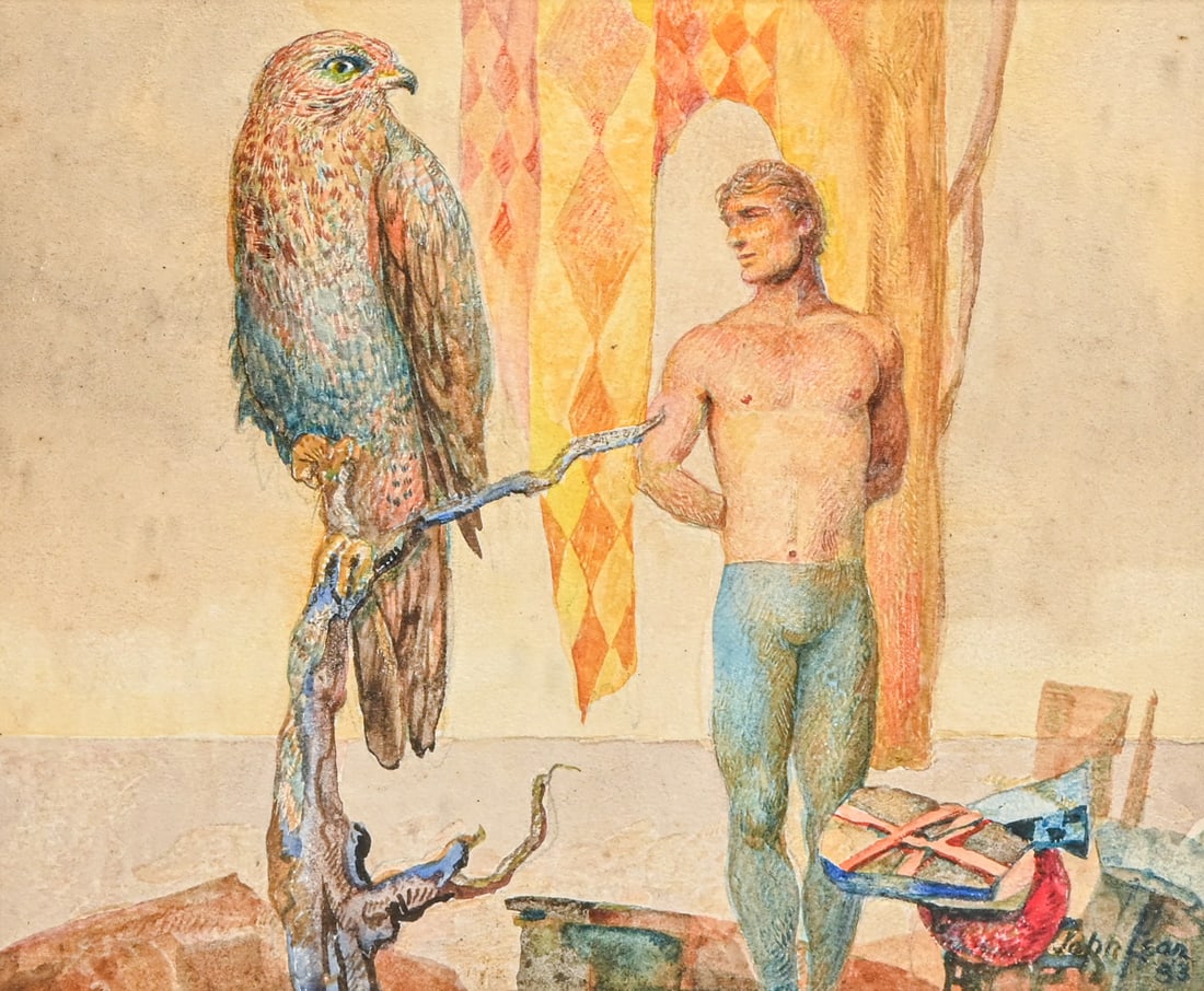 John B. Lear Jr. (1910-2008) Watercolor "Hawk" 1983 (1 of 7)
