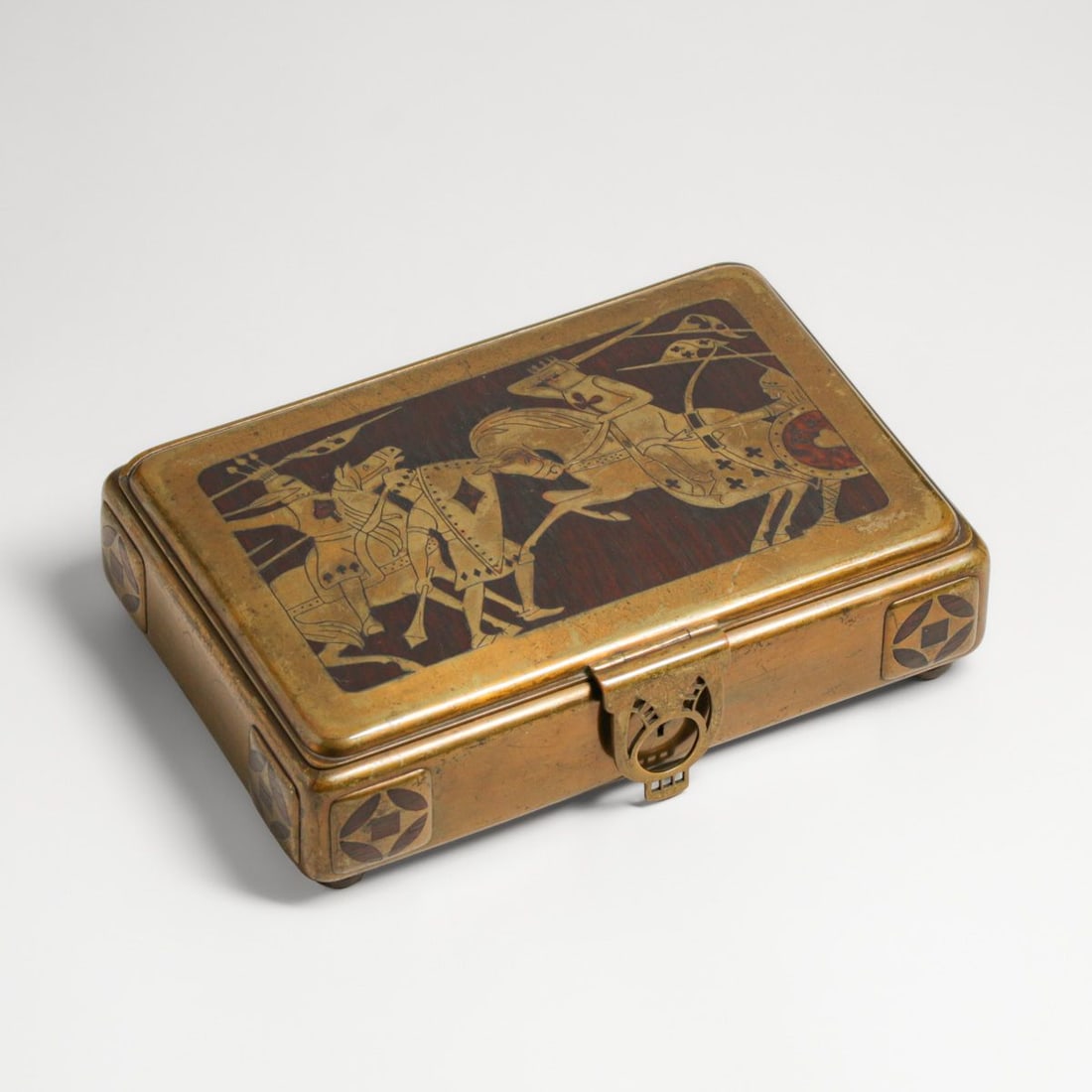 Erhard & Sohne – German Arts & Crafts Secessionist Mahogany & Brass Box c1905: Erhard & Sohne – German Arts & Crafts Secessionist Mahogany & Brass Box c1905. Unsigned. Excellent original patina. Erhard & Sohne was granted the world patent for the manufacture of brass inlay in 