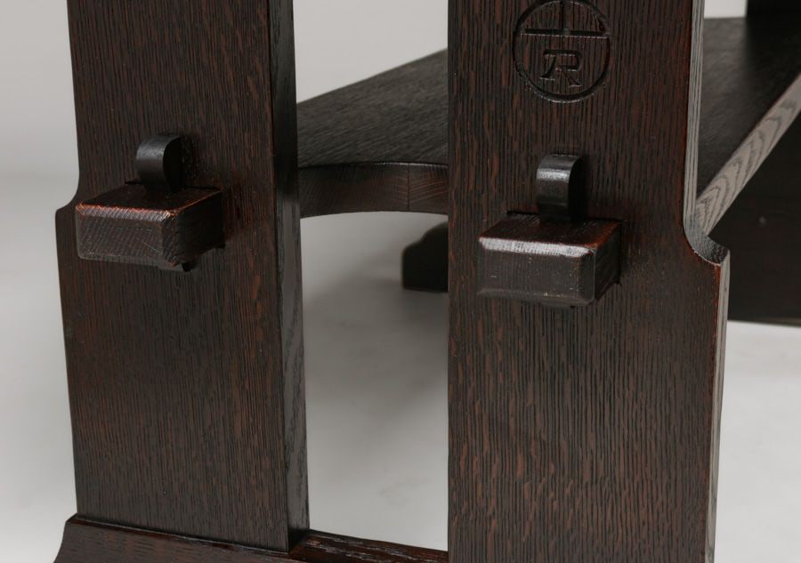 Extremely Rare Roycroft Oak Trestle Table c1904 - 3