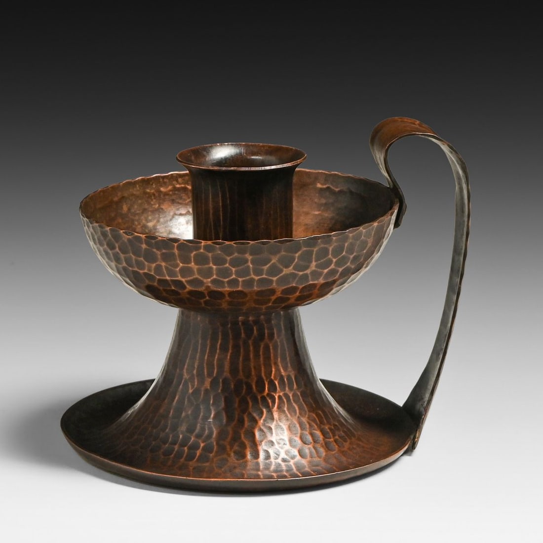 Roycroft Hammered Copper One-Handled Candlestick c1920s - 2