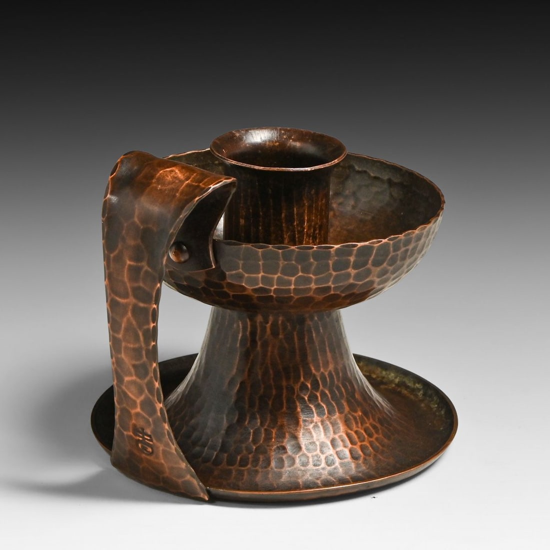 Roycroft Hammered Copper One-Handled Candlestick c1920s - 3