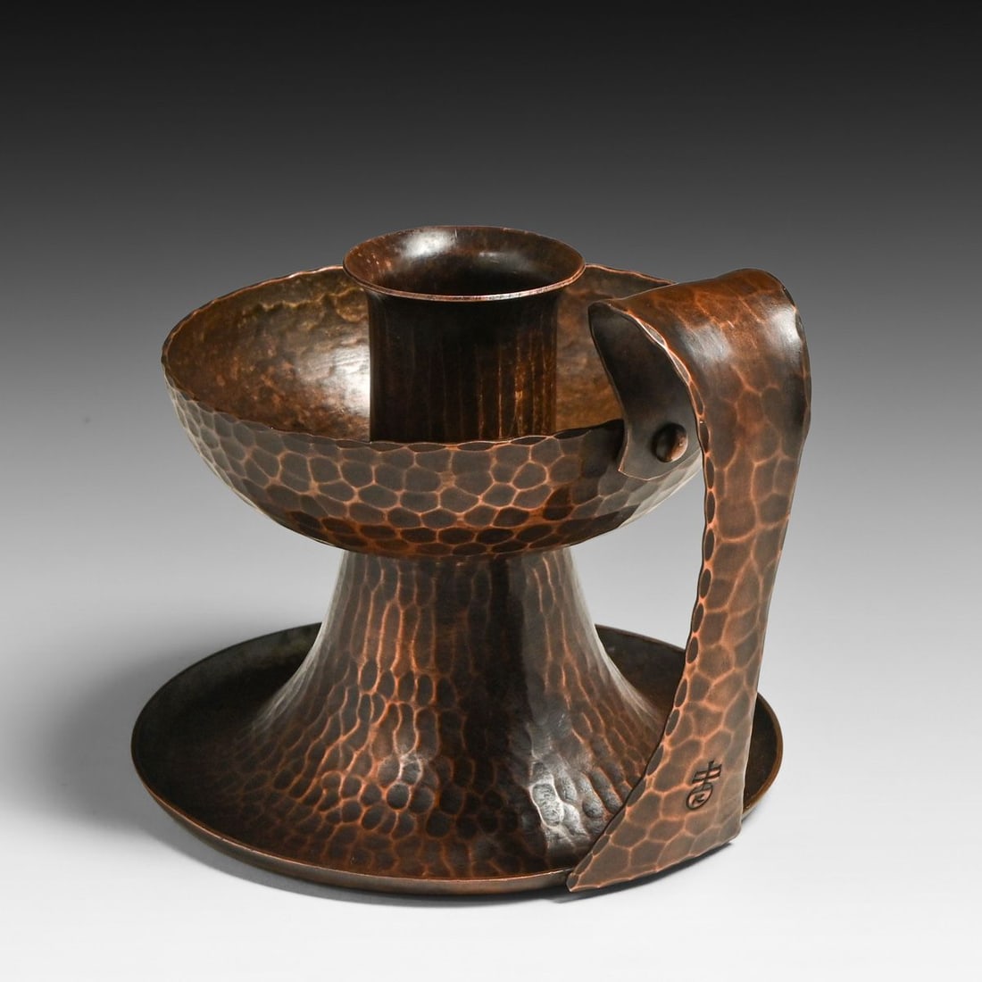Roycroft Hammered Copper One-Handled Candlestick c1920s - 4