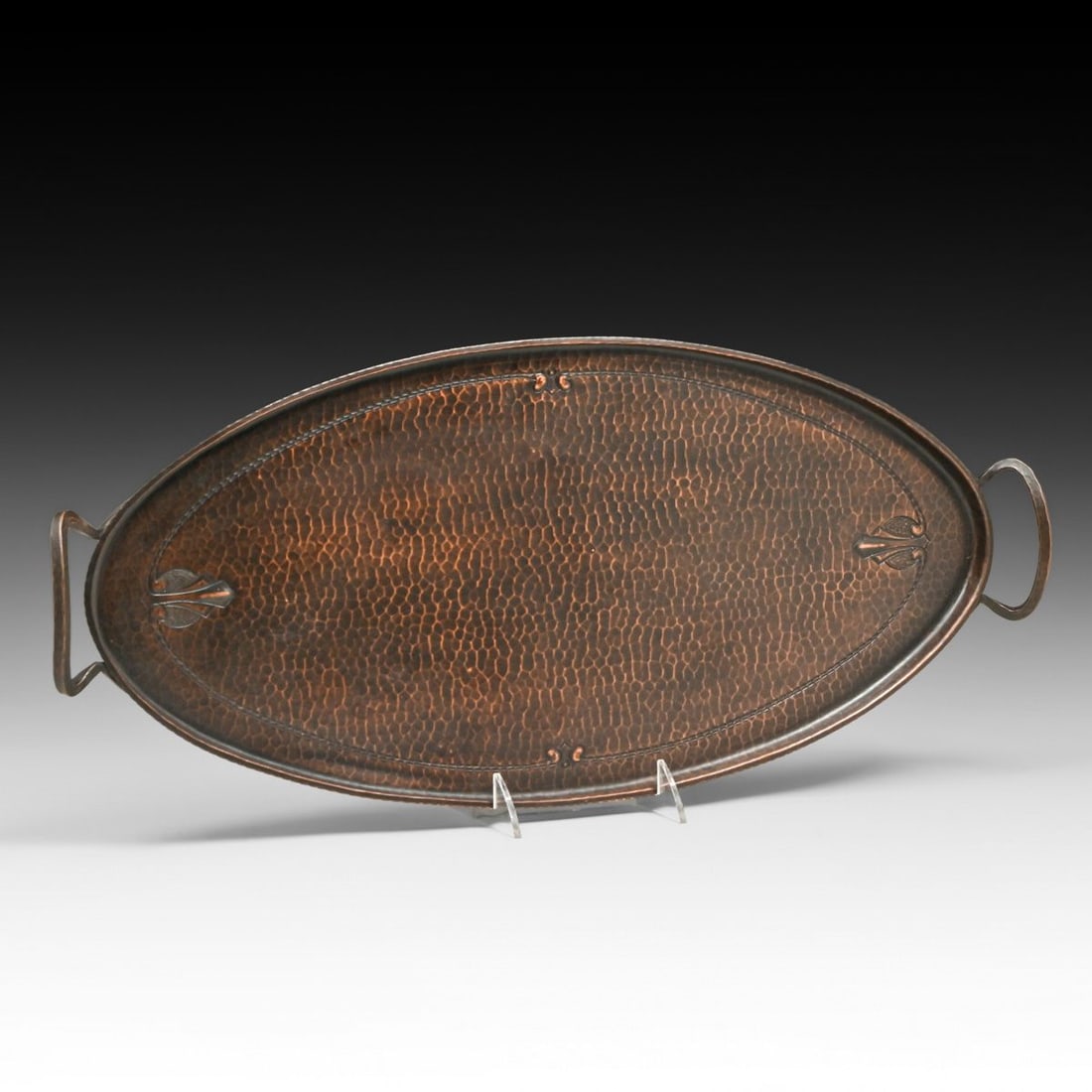 Roycroft Hammered Copper Two-Handled Oval Tray c1920s - 3