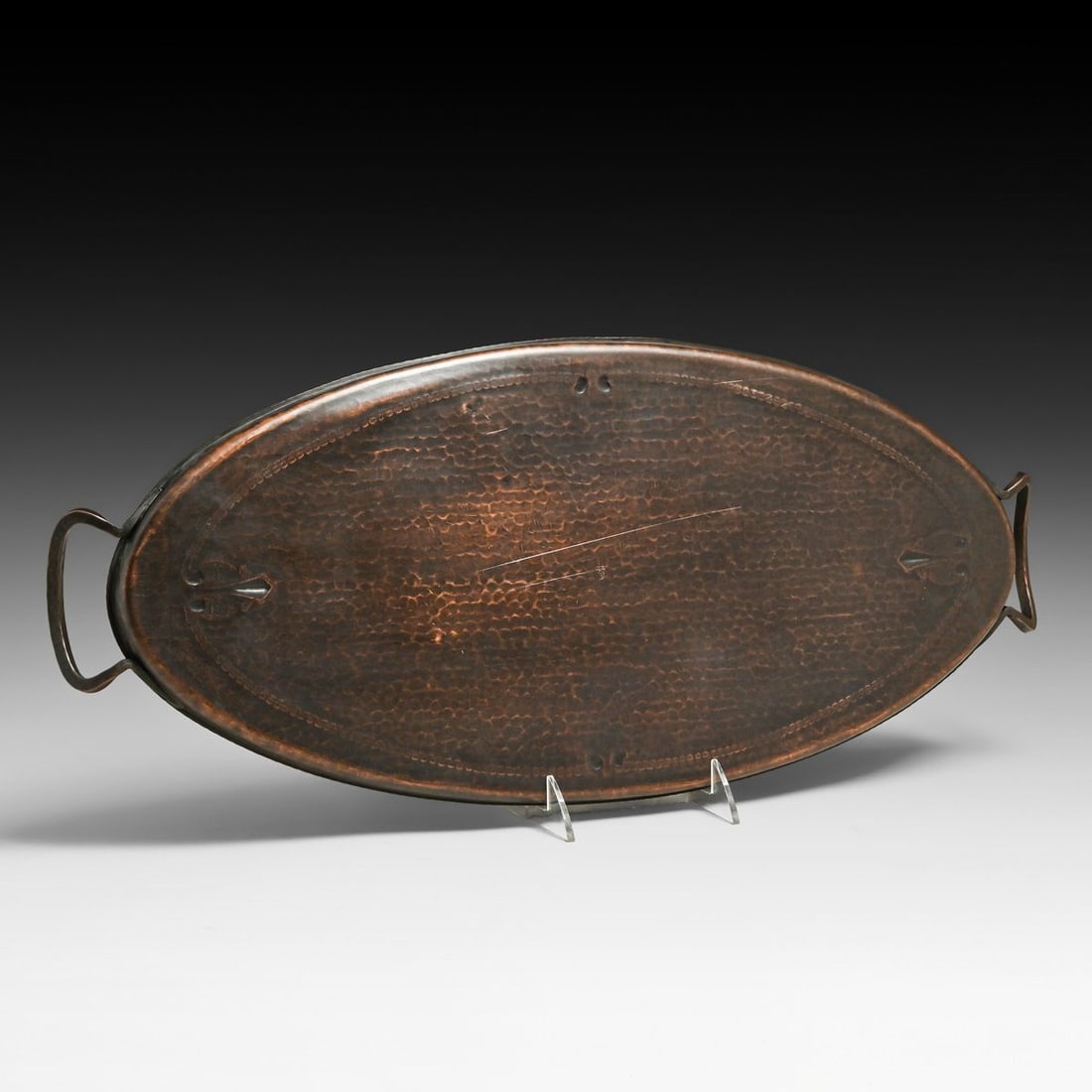 Roycroft Hammered Copper Two-Handled Oval Tray c1920s - 4