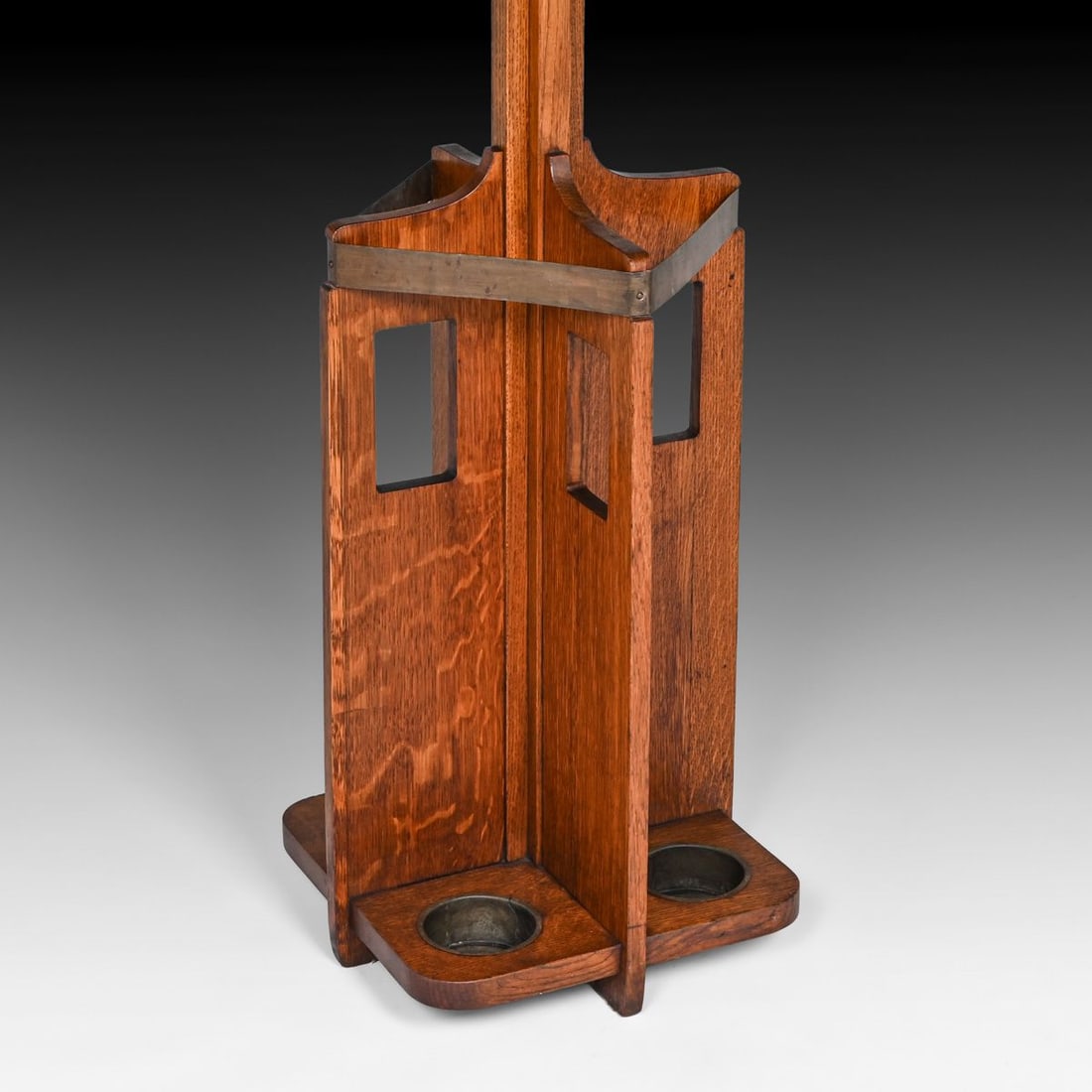 Limbert #227 Cutout Umbrella Stand Coatrack c1910 - 5