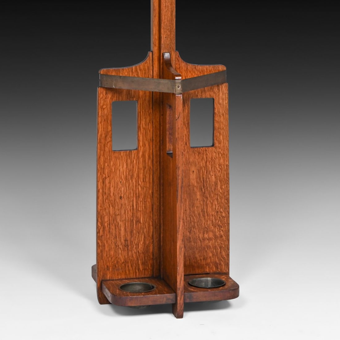 Limbert #227 Cutout Umbrella Stand Coatrack c1910 - 6