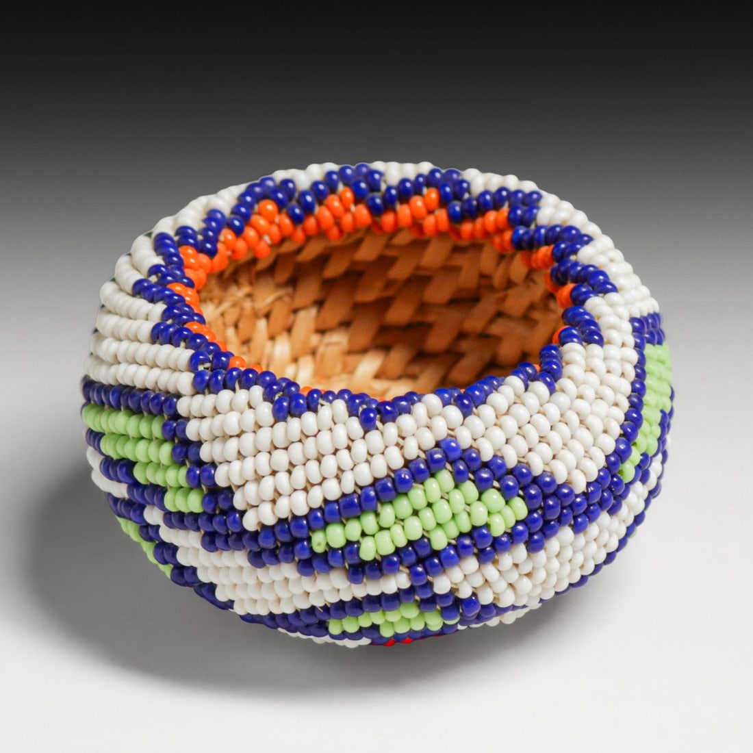 Miniature Native American Beaded Basket c1920s - 3