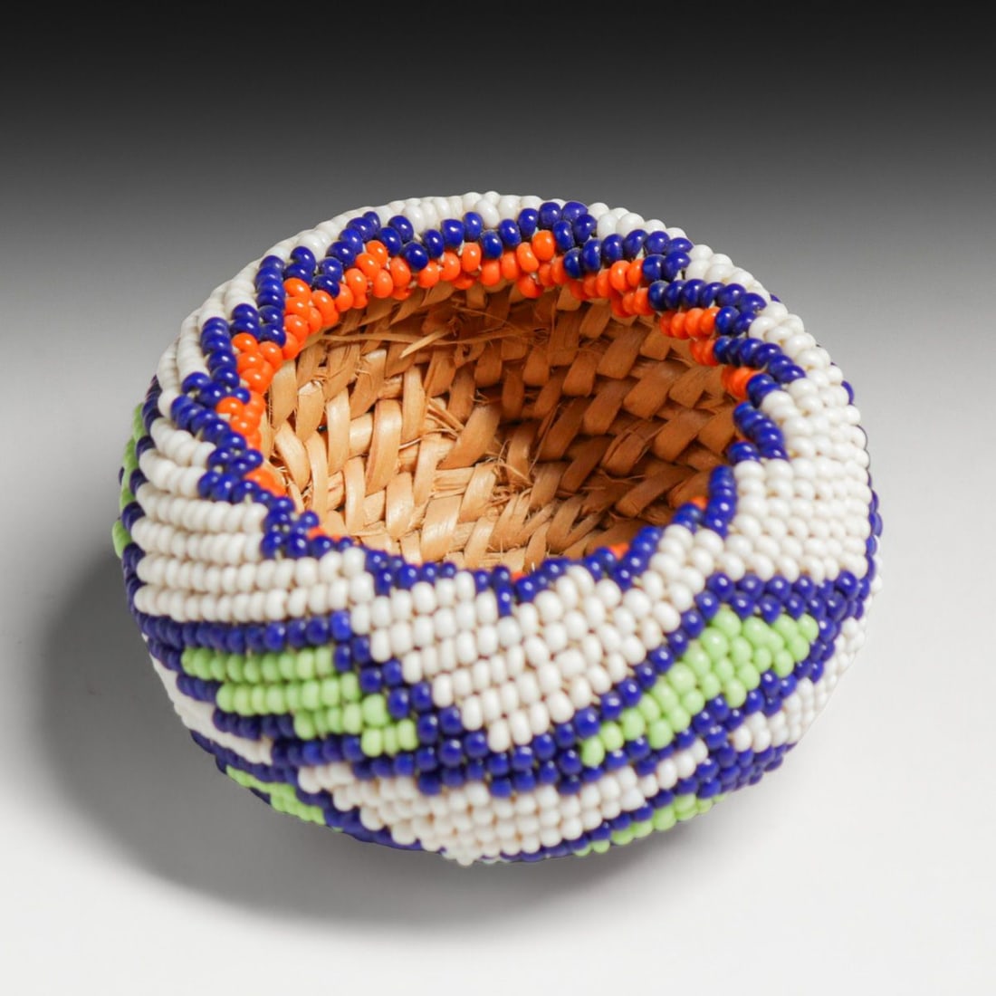 Miniature Native American Beaded Basket c1920s - 4