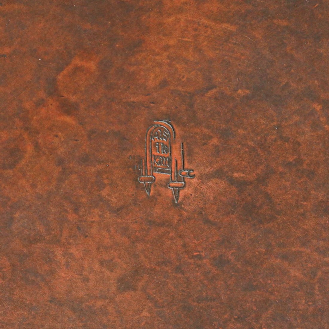 Large Gustav Stickley Hammered Copper Round Tray c1910 - 3