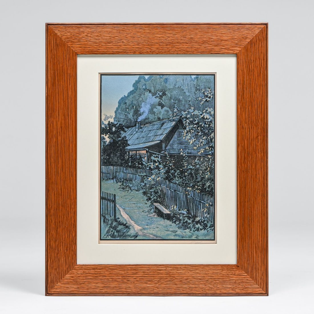 Russian Arts & Crafts Color Woodcut "Blue Evening": Russian Arts & Crafts Color Woodcut "Blue Evening". Signed. Excellent condition. 13"h x 9"w. Frame 21.5"h x 17.5"w FREE NATIONWIDE SHIPPING Free Nationwide Shipping within the lower 48 states for all
