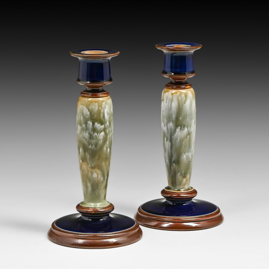 Royal Doulton Lambeth Pair Candlesticks c1920s (1 of 5)