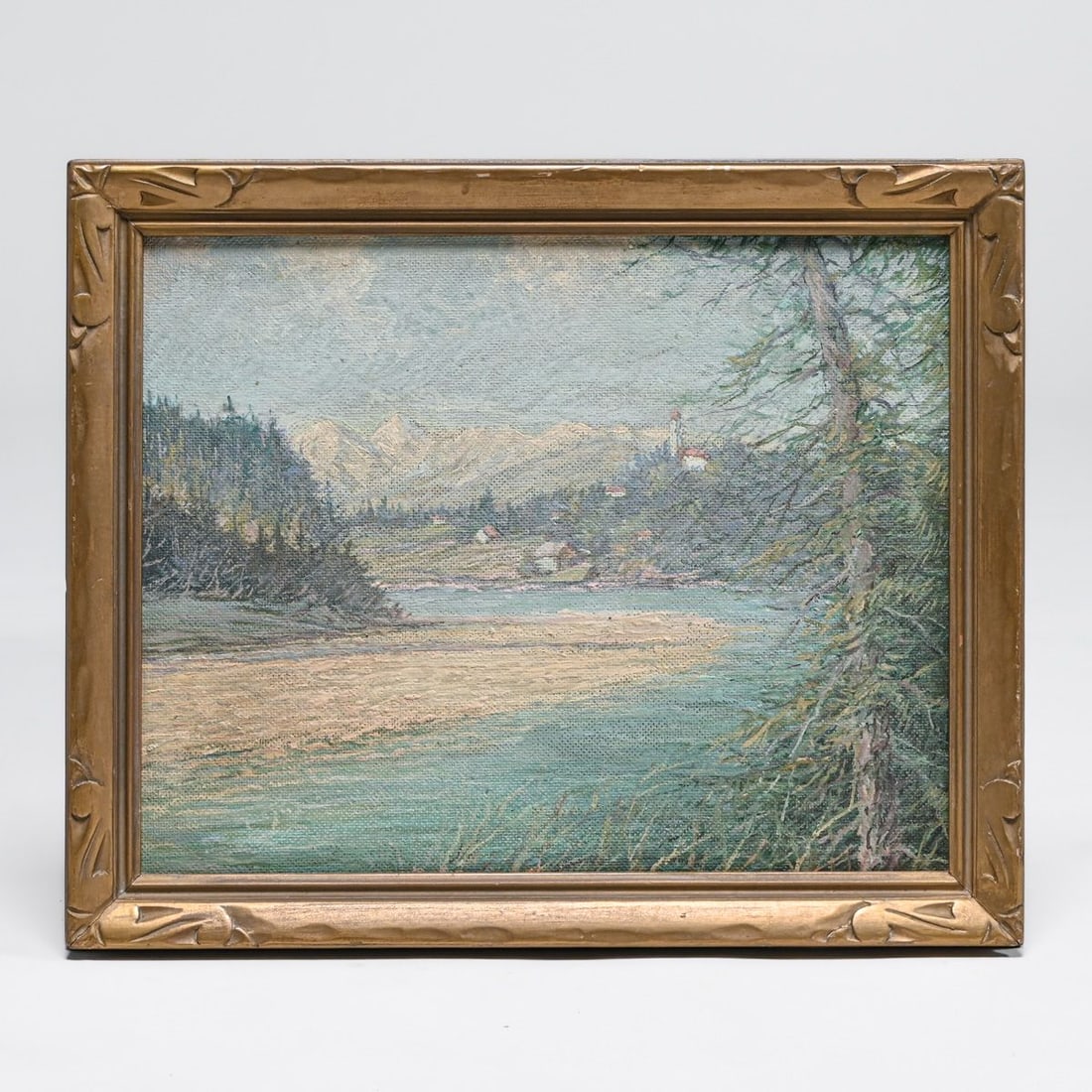 Guerneville, CA Russian River Painting 1933: Guerneville, CA Russian River Painting 1933. The Congregational Church of Guerneville tall steeple is seen in the background. This church was torn down and completely rebuilt in 1935-1937 making this