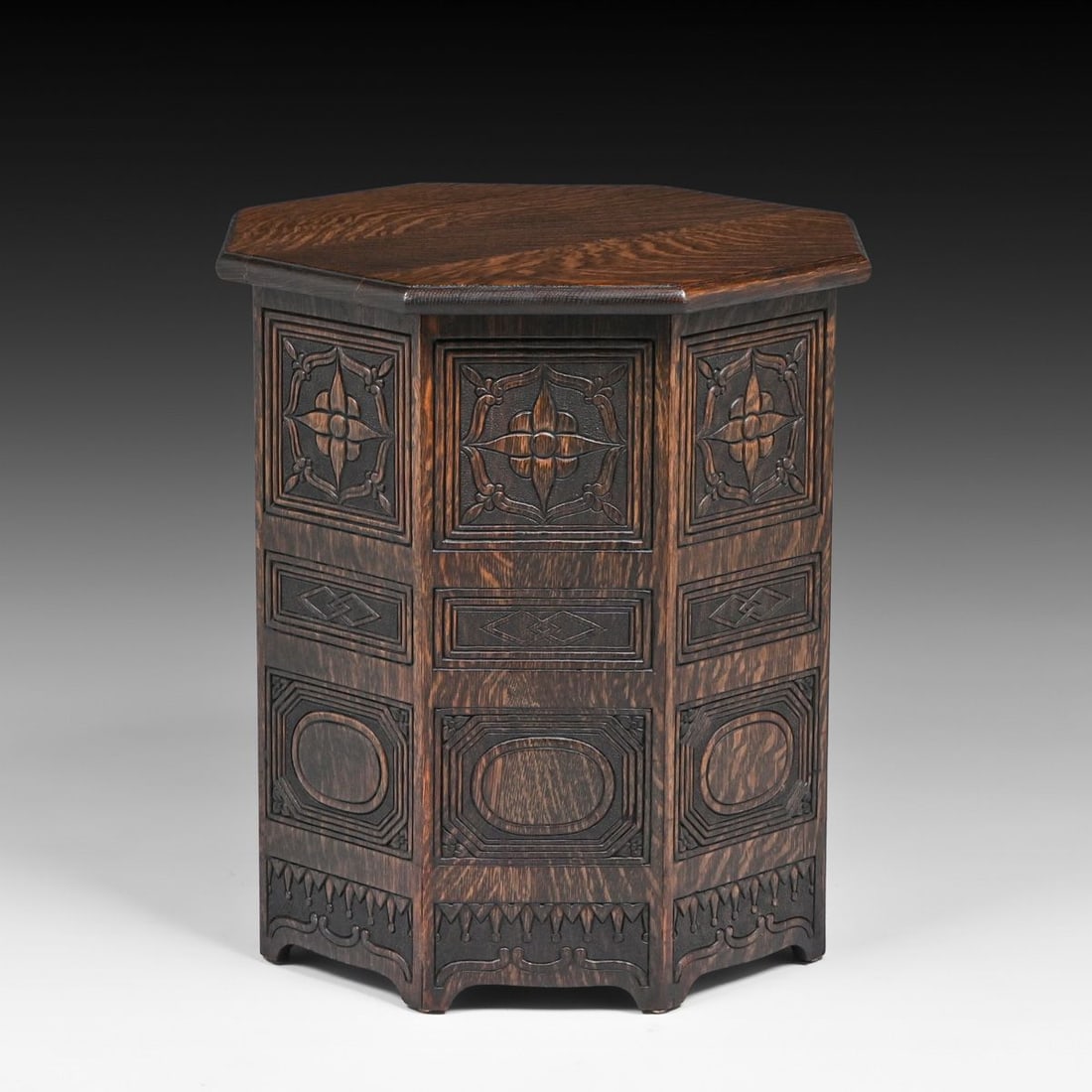 Grand Rapids Oak Hexagonal Taboret c1898 - 2