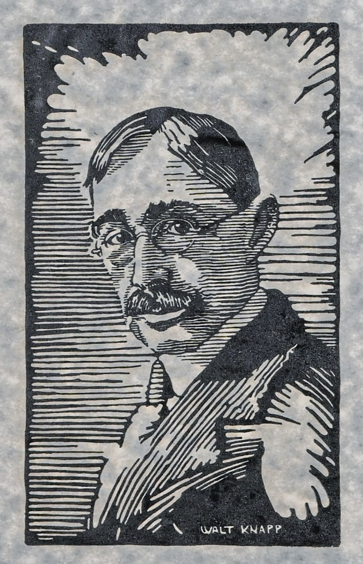 Walter Howard Knapp (1907–1966) Original Woodcut Self-Portrait c1930s/40s: Walter Howard Knapp (1907–1966) Original Woodcut Self-Portrait c1930s/40s. Signed in plate. Excellent condition. Unframed. Image 6.75"h x 4"w Born in Cleveland, Ohio, Knapp attended the Cleveland