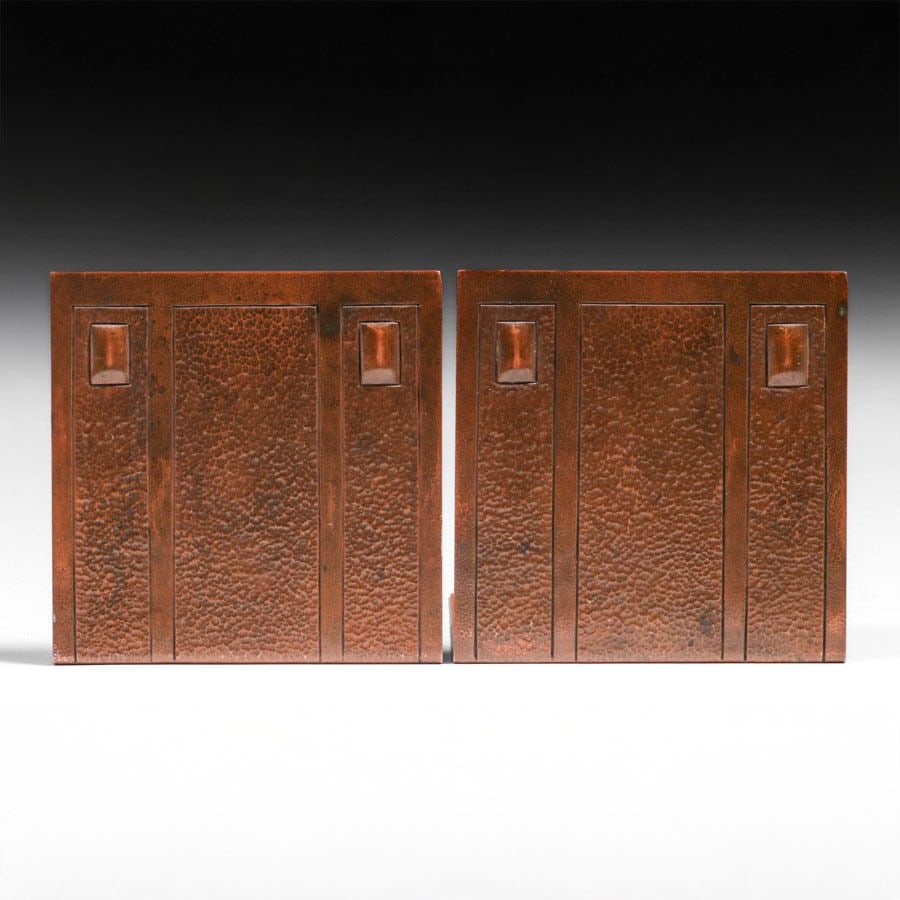 Karl Kipp - Walter Jennings Hammered Copper Secessionist Bookends c1911 (1 of 4)