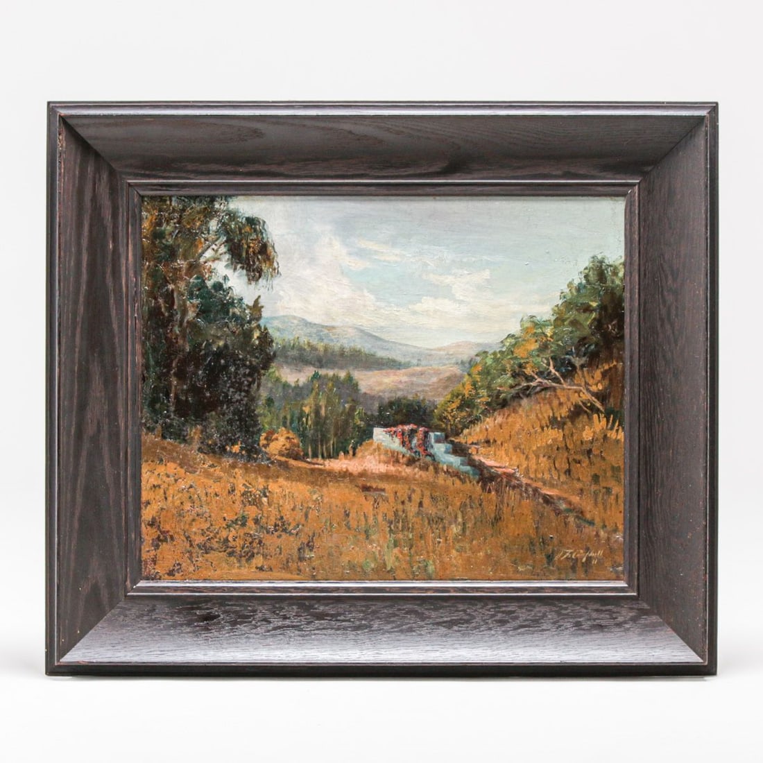 J.F. Campbell Northern California Landscape Painting 1911: J.F. Campbell Northern California Landscape Painting 1911. Oil painting on canvas. Signed. Excellent condition. 16"h x 20"w. Frame 23.5"h x 27.25"w FREE NATIONWIDE SHIPPING Free Nationwide Shipping wi