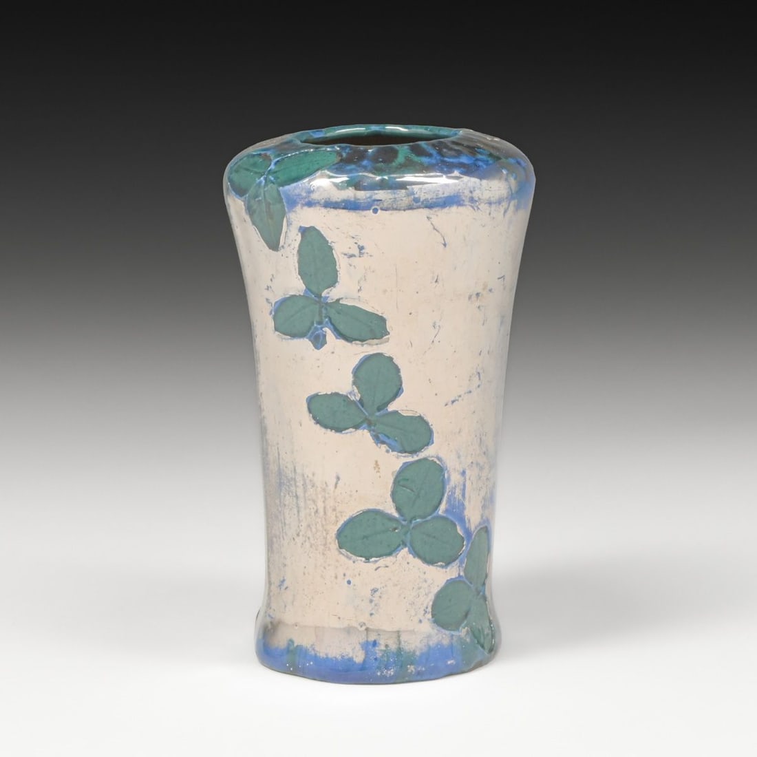William Jervis Pottery Iridescent Carved Vase c1905: William Jervis Pottery Iridescent Carved Vase c1905. Signed. Perfect condition. 5"h x 3"d FREE NATIONWIDE SHIPPING Free Nationwide Shipping within the lower 48 states for all purchases at our Two-Day 