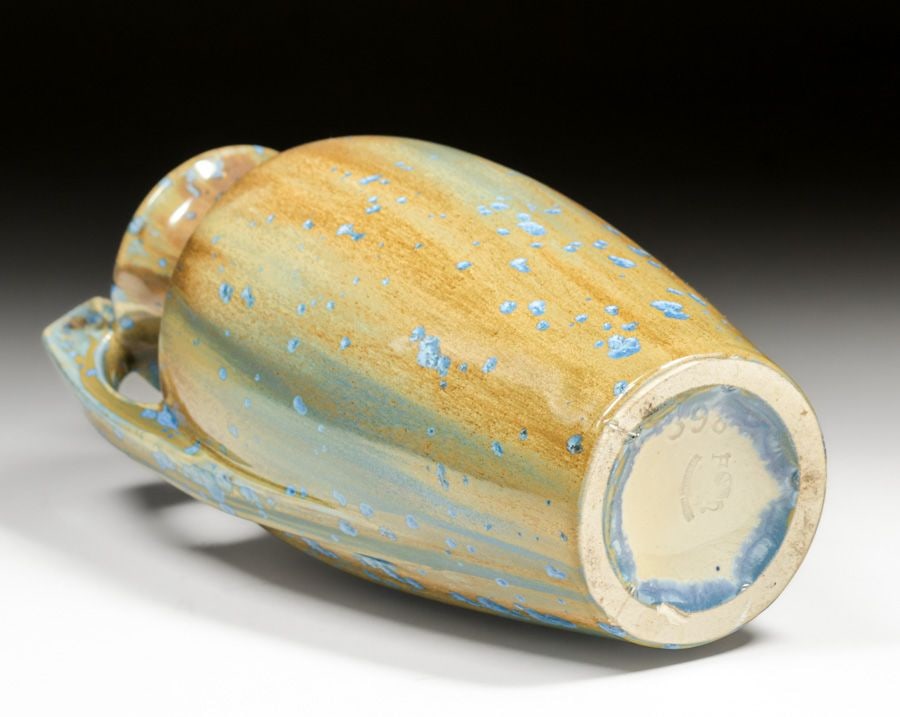 Pierrefonds – French Two-Handled Blue Crystalline Vase c1910 - 3