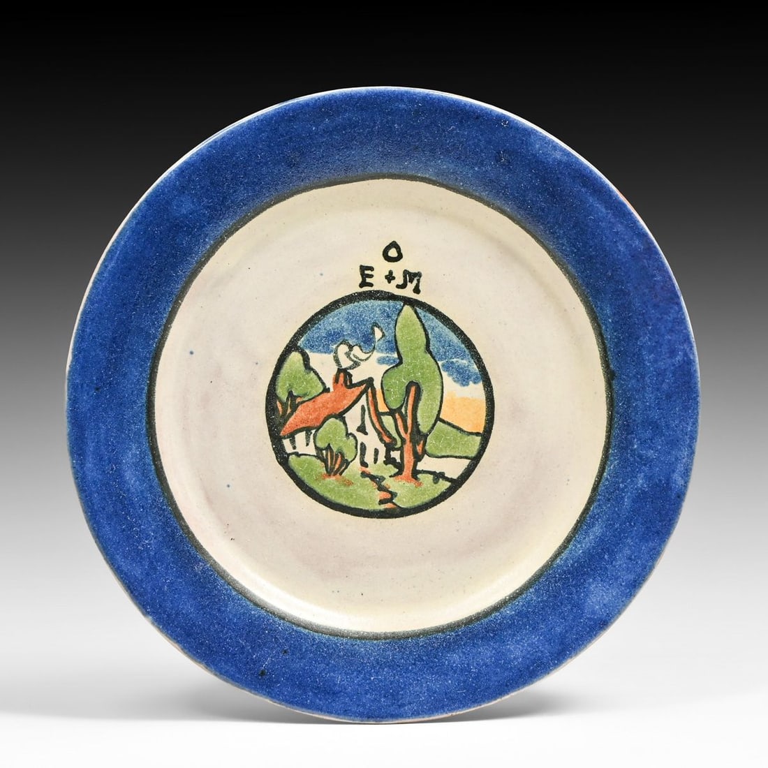 Saturday Evening Girls (SEG) Landscape Cottage Plate c1915: Saturday Evening Girls (SEG) Landscape Cottage Plate c1915. Unsigned. Invisible professional restoration to small edge chip, otherwise perfect condition. 7.75"d FREE NATIONWIDE SHIPPING Free