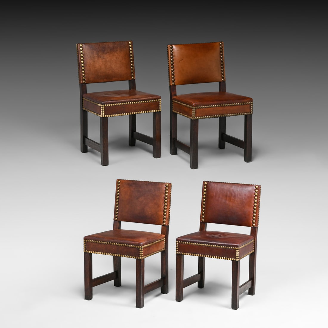 Early Gustav Stickley #1295 Leatherback Dining Chairs c1902 (1 of 4)