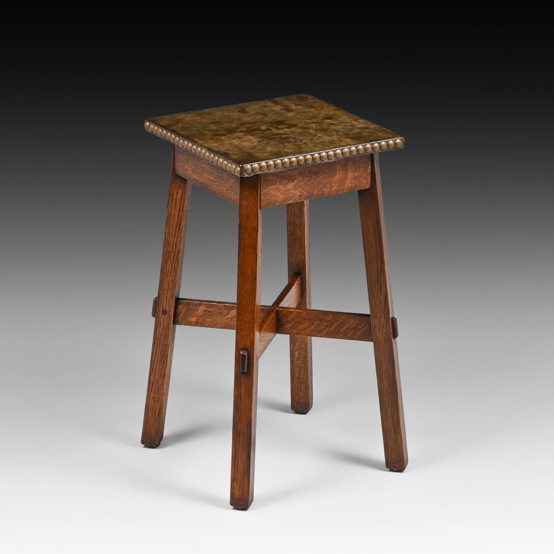 Stickley Brothers Square Leather-Top Side Table c1910 - 3