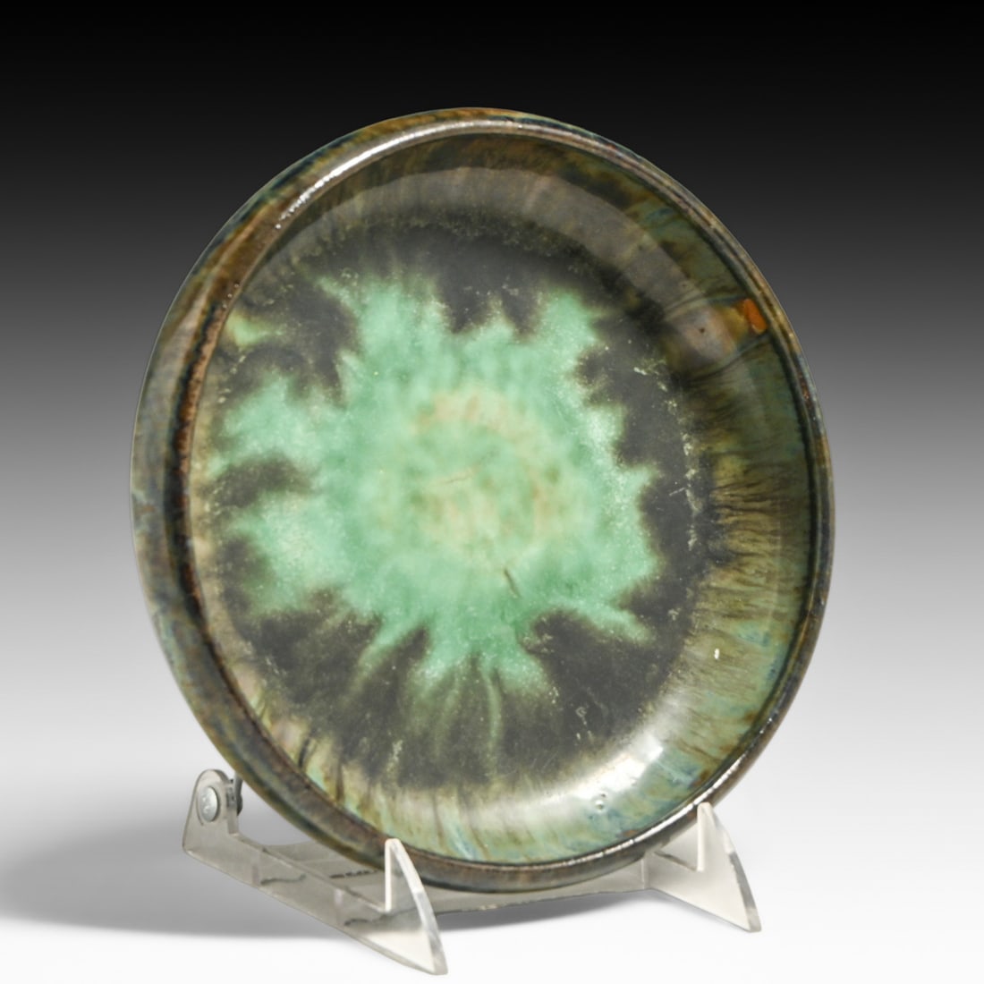 Fulper Pottery Mirror Black & Chinese Green Flambe Bowl c1910 (1 of 6)