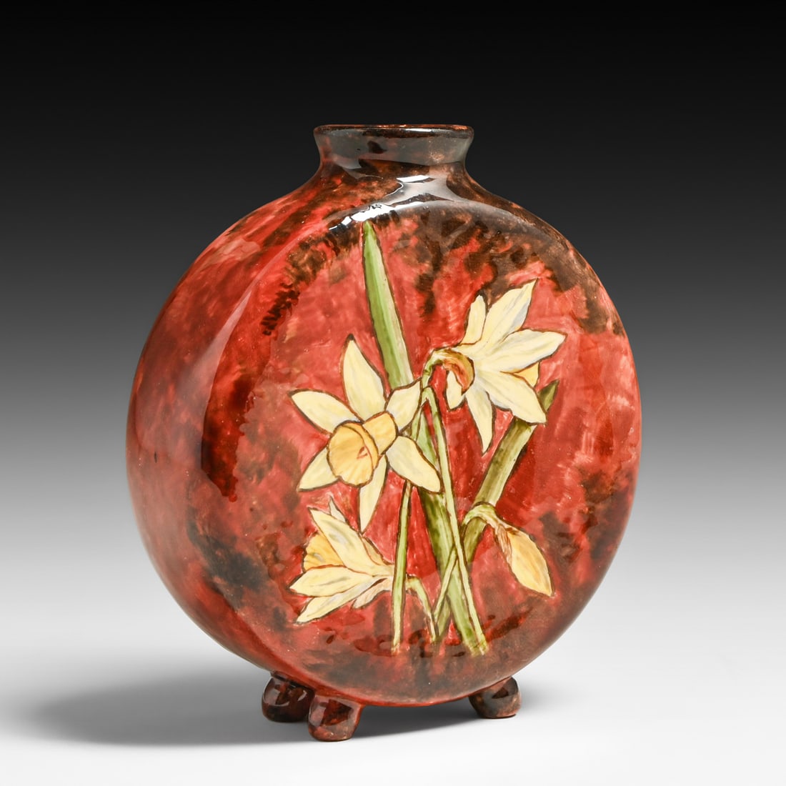 Jersey City Pottery Aesthetic Movement "I.V.W." Pilgrim Vase c1880s: Jersey City Pottery Aesthetic Movement "I.V.W." Pilgrim Vase c1880s. Signed. Perfect condition. 7"h x 6"w x 2.25"d FREE NATIONWIDE SHIPPING Free Nationwide Shipping within the lower 48 states for all