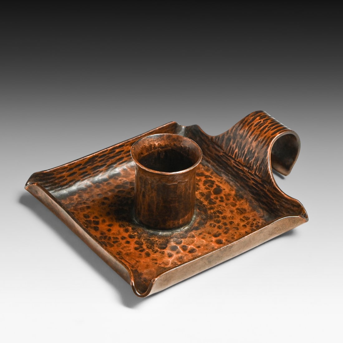 Fred Chambers - St Louis Hammered Copper Candlestick c1930s: Fred Chambers - St Louis Hammered Copper Candlestick c1930s. Signed. Excellent new patina. 3.75" x 3" x 1.5"h FREE NATIONWIDE SHIPPING Free Nationwide Shipping within the lower 48 states for all