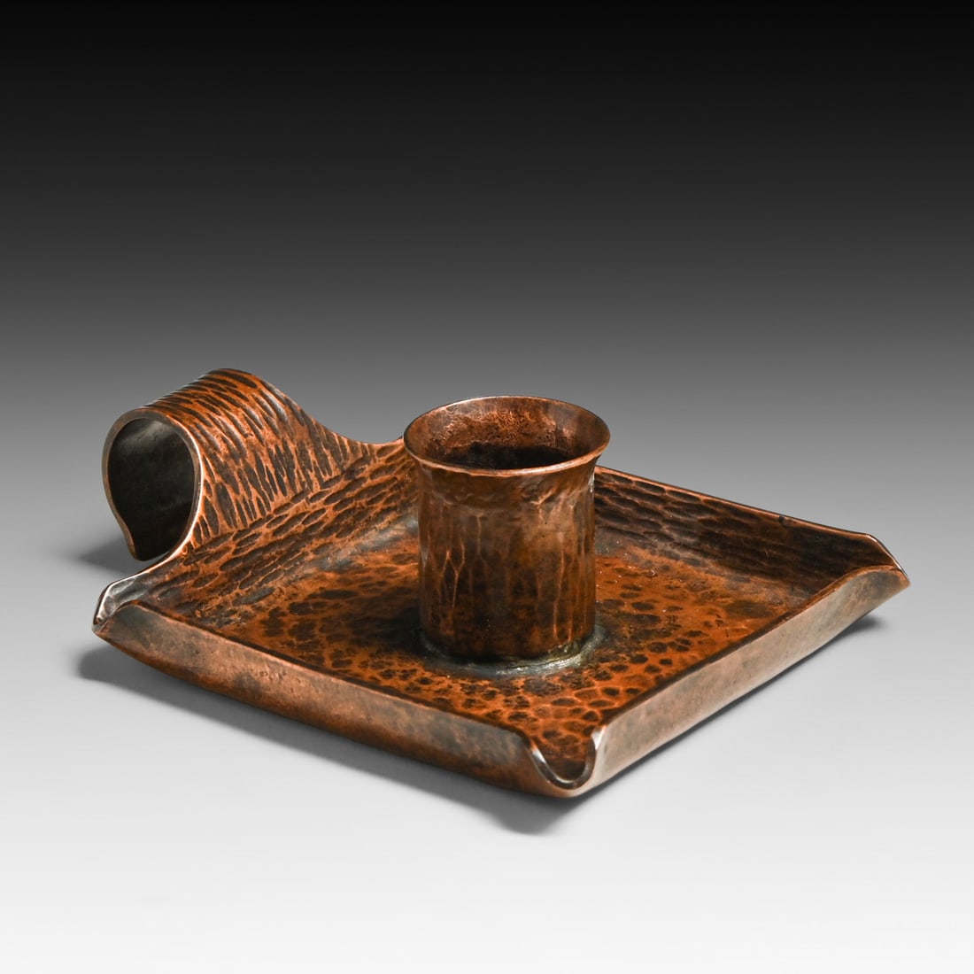Fred Chambers - St Louis Hammered Copper Candlestick c1930s - 2