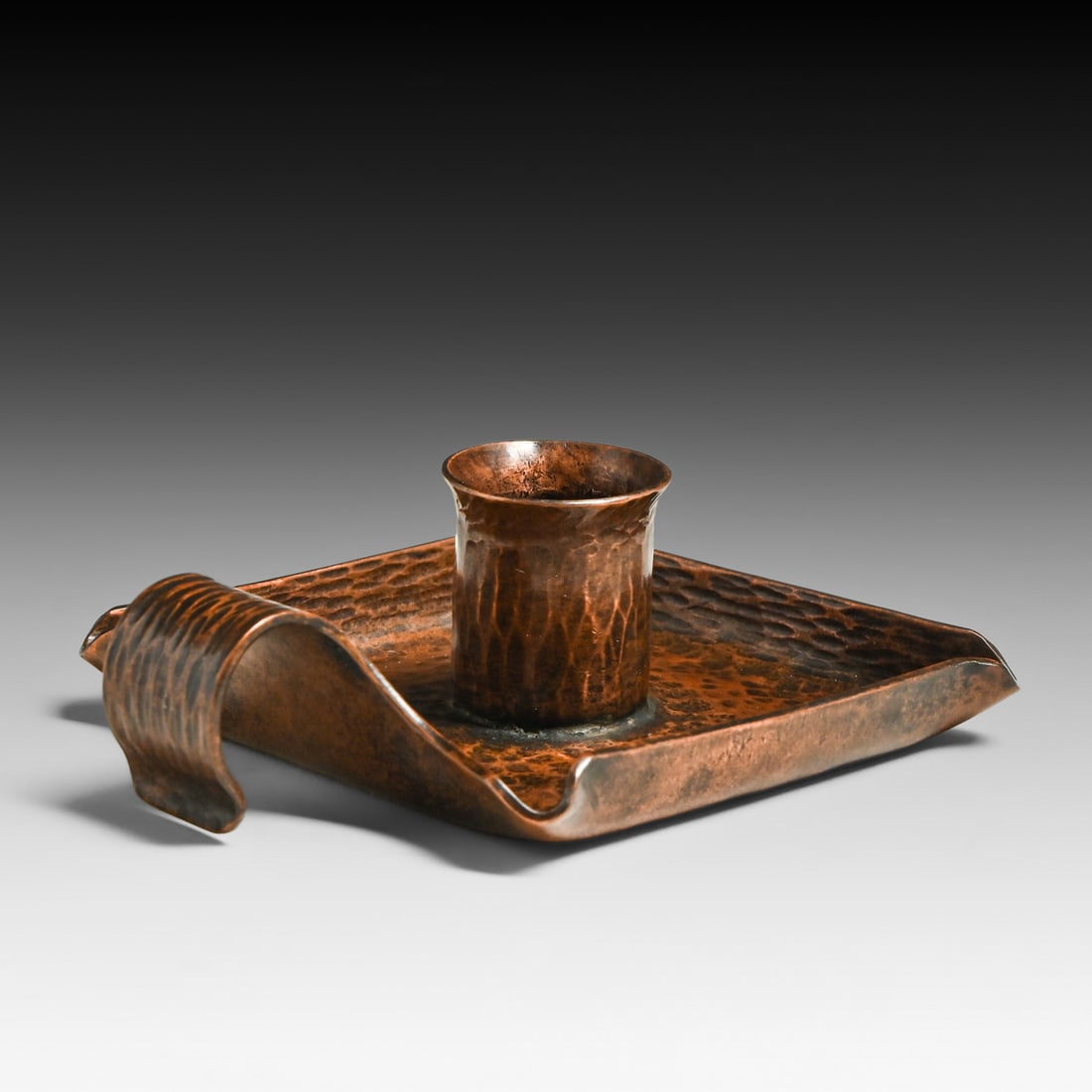 Fred Chambers - St Louis Hammered Copper Candlestick c1930s - 3