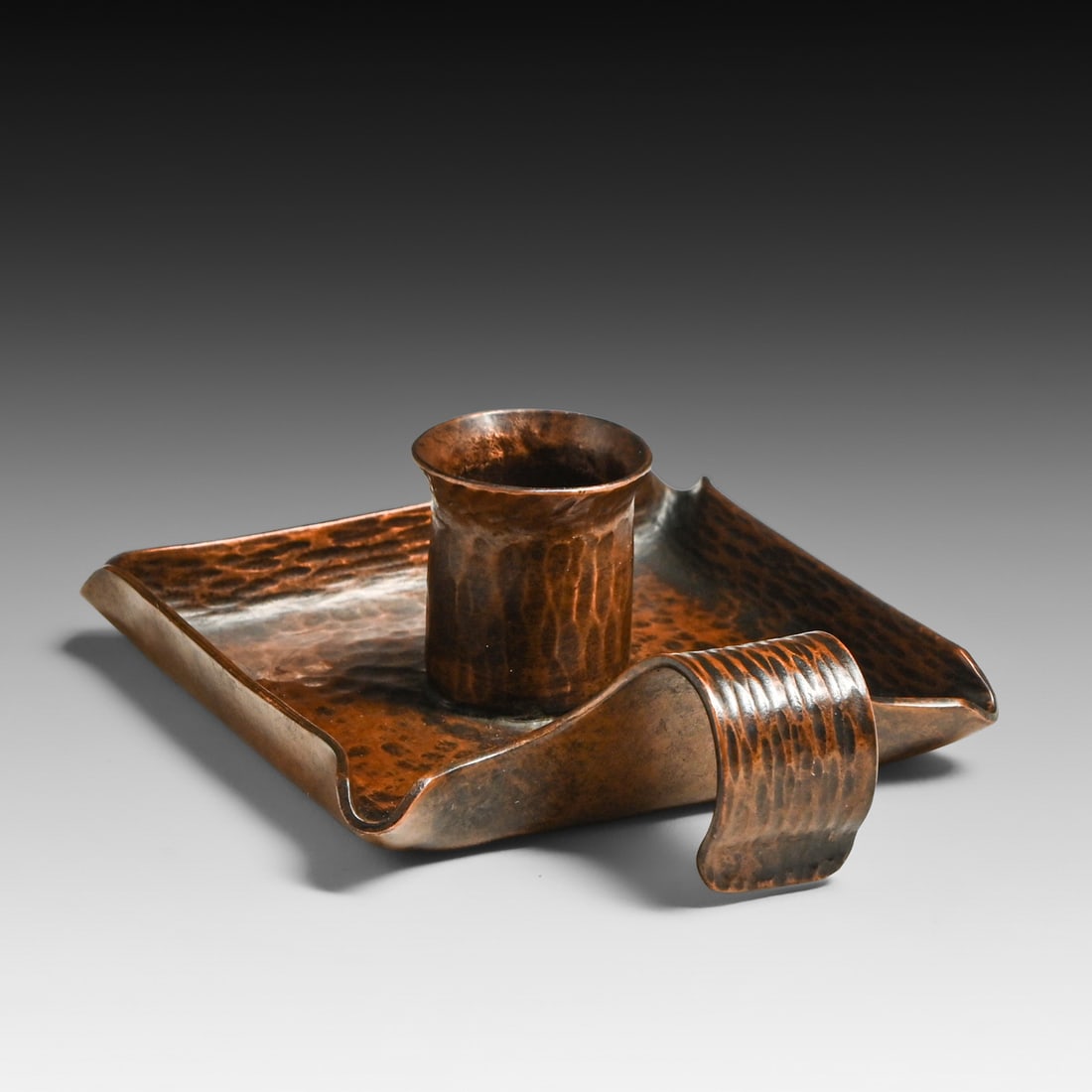 Fred Chambers - St Louis Hammered Copper Candlestick c1930s - 4