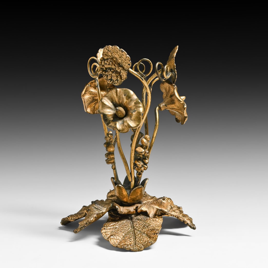 French Art Nouveau Gilt Bronze Altar Bouquet Vase c1900: French Art Nouveau Gilt Bronze Altar Bouquet Vase c1900. Unsigned. Slightly worn gold painted patina. 7.5"h x 5.5"d FREE NATIONWIDE SHIPPING Free Nationwide Shipping within the lower 48 states for