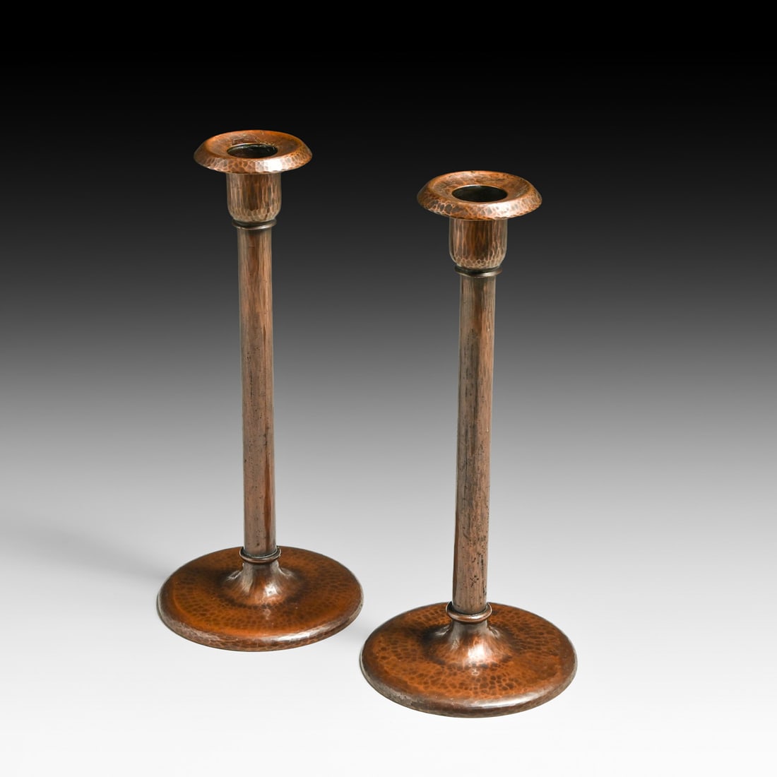 Roycroft Hammered Copper Candlesticks c1920s - 2