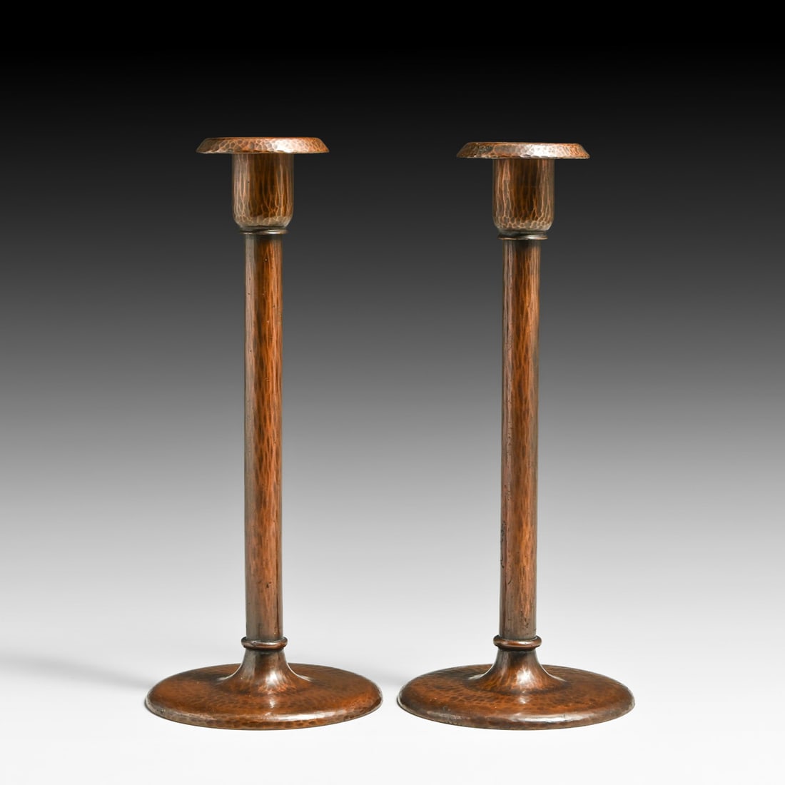 Roycroft Hammered Copper Candlesticks c1920s - 3