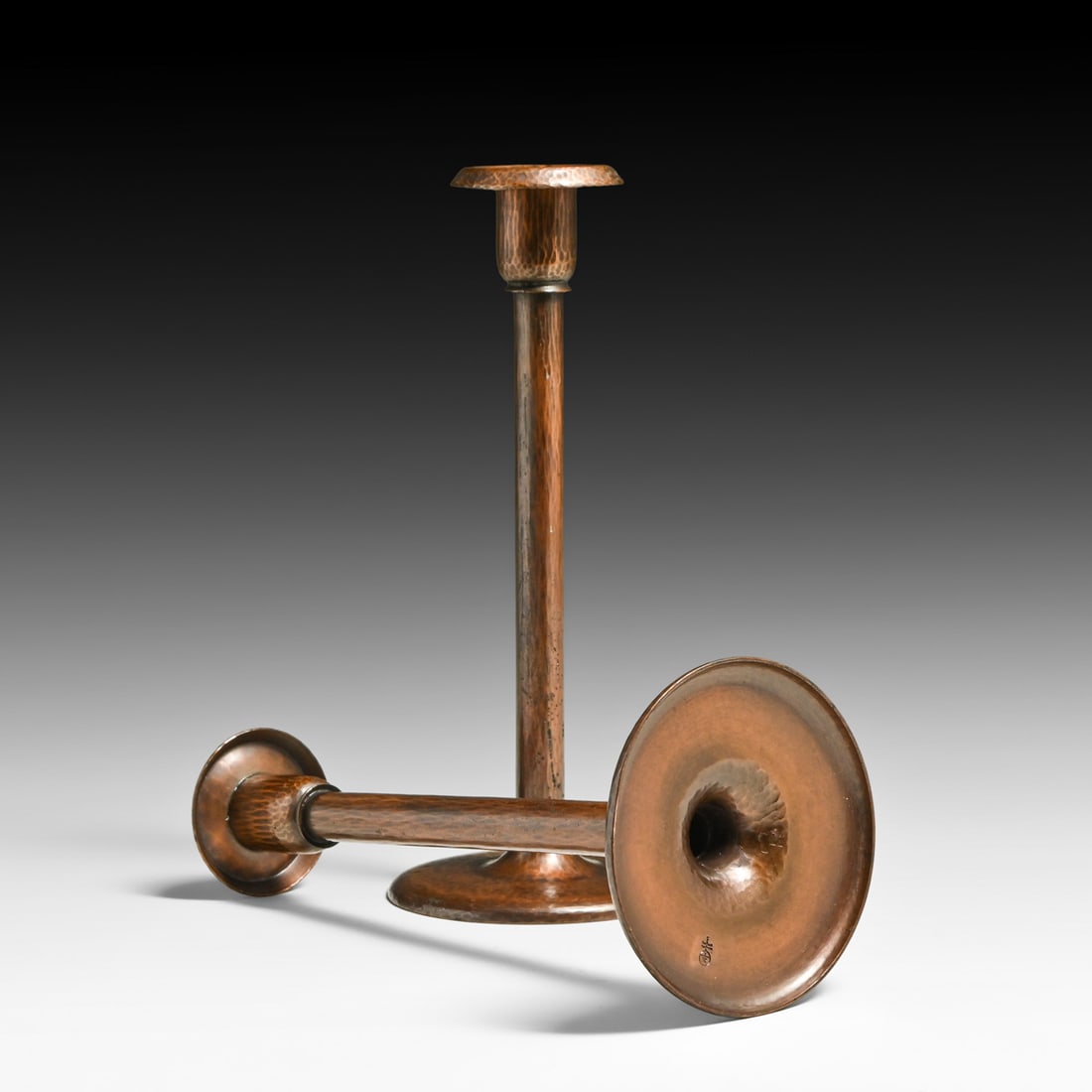 Roycroft Hammered Copper Candlesticks c1920s - 4